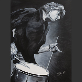 Acrylic painting of Stewart Copeland from The Police on Canvas fine art